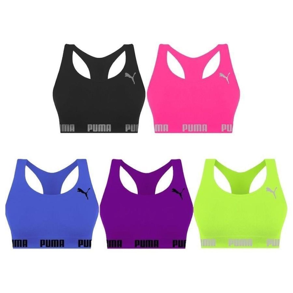 Kit Tops Puma Nadador sem Costura - Feminino - 5 unidades