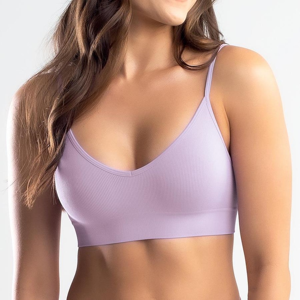 Top Fitness She Triângulo Canelado Microfibra - Feminino - Foto 1