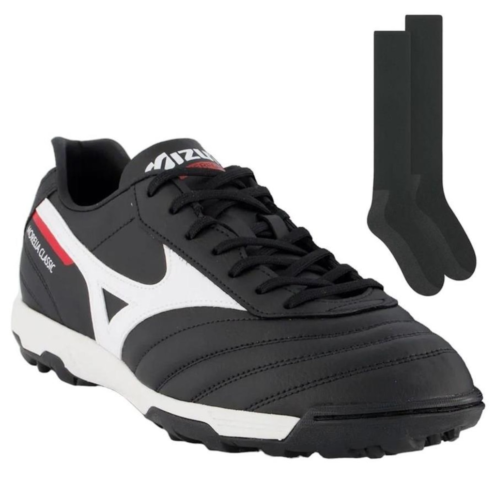 Chuteira Society Mizuno Morelia Classic + 1 Par de Meiões - Adulto