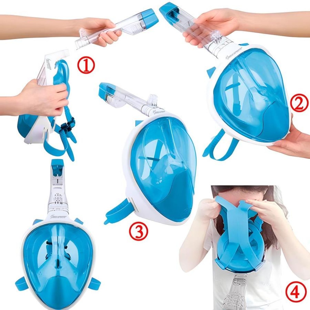 Imagem 4 do produto Máscara de Mergulho Gold Sports Full Face com Snorkel - Adulto