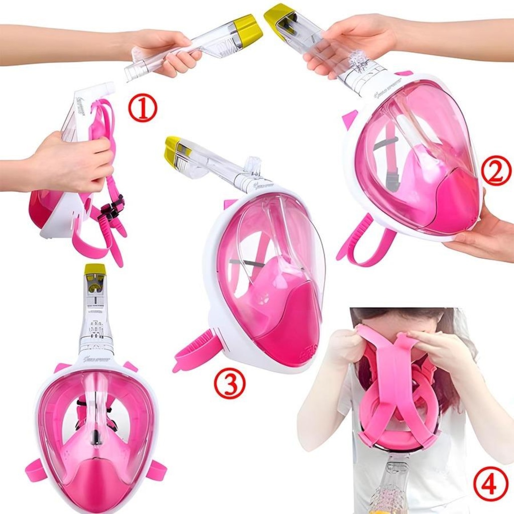 Imagem 4 do produto Máscara de Mergulho Gold Sports Full Face com Snorkel - Adulto