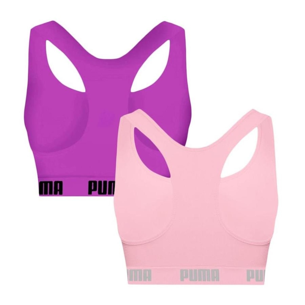 Imagem 2 do produto Kit Tops Fitness sem Bojo Puma Nadador sem Costura - 2 Unidades - Feminino