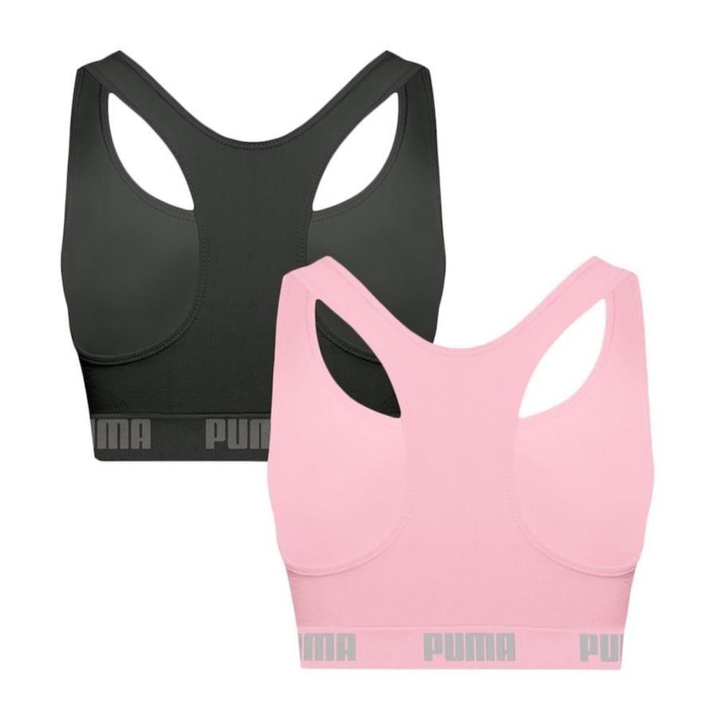 Imagem 2 do produto Kit Tops Fitness sem Bojo Puma Nadador sem Costura - 2 Unidades - Feminino