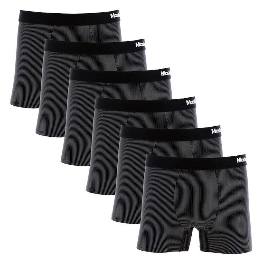 Kit Cuecas Boxer Mash Microfibra Risca de Giz 045.00 - Adulto - 6 unidades
