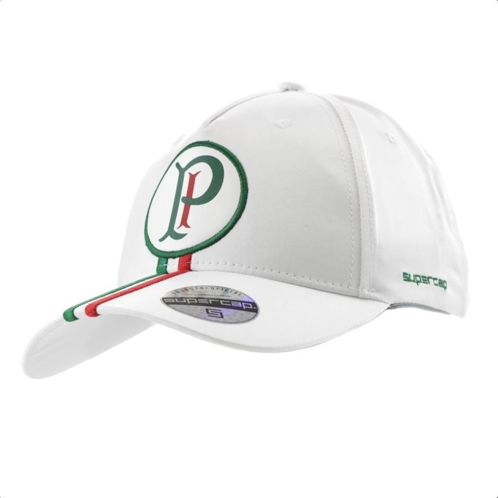 Boné Aba Curva Supercap Palmeiras Patch com Listras Micro Satim - Strapback - Adulto