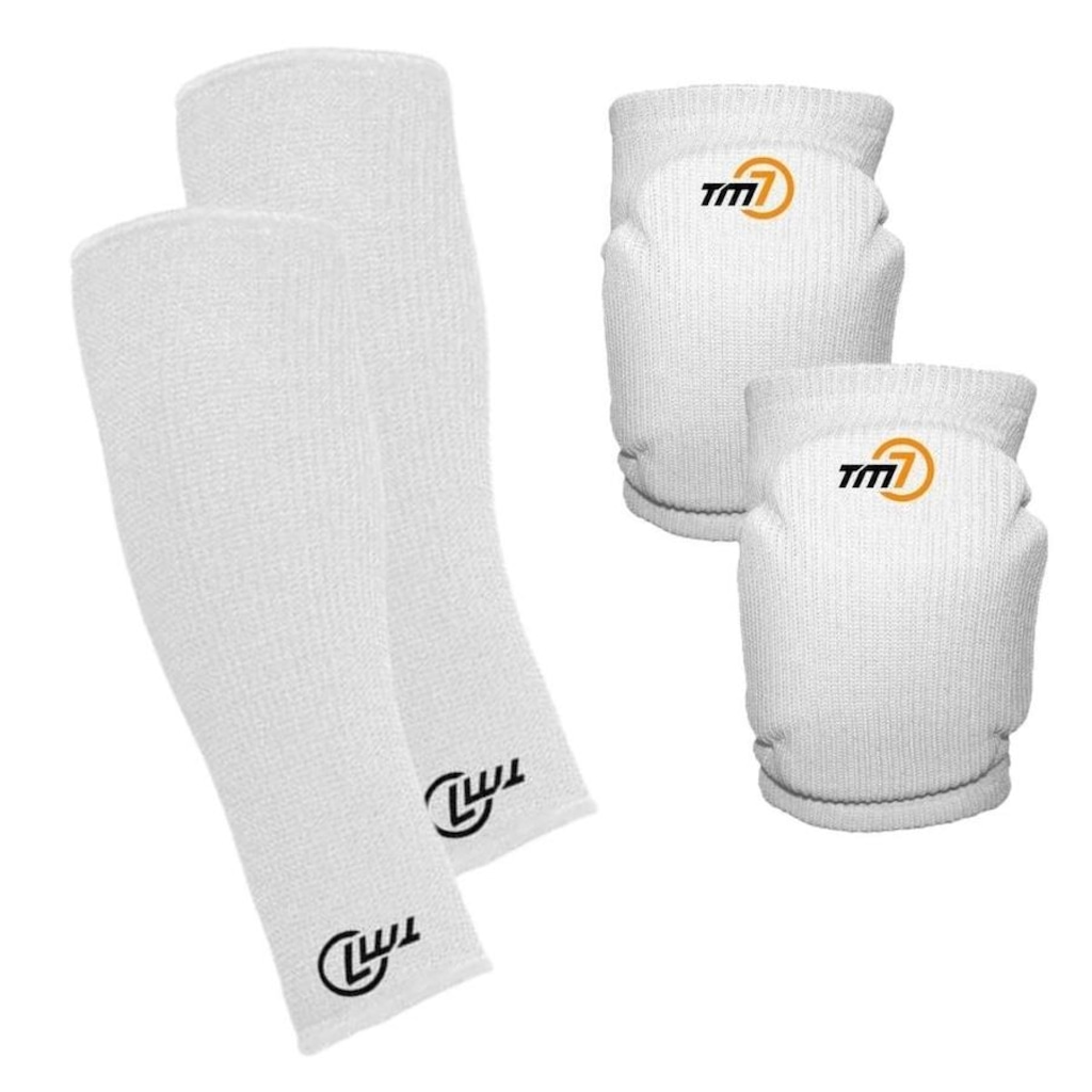 Kit Vôlei Tm7: Joelheira com Protetor + Manguito Curto - Adulto