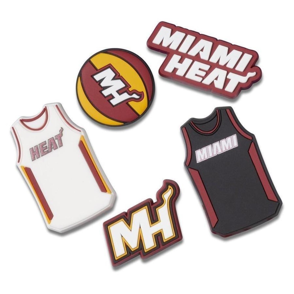 Jibbitz Crocs Nba Miami Heat - 5 Unidades - Unissex