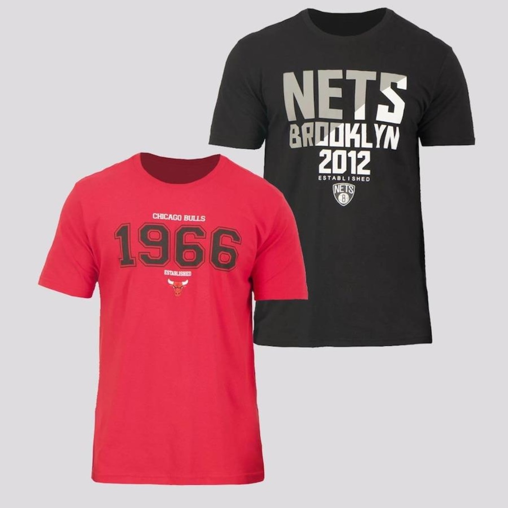 Kit De Camisetas NBA Chicago E Nets - 2 Unidades - Masculina