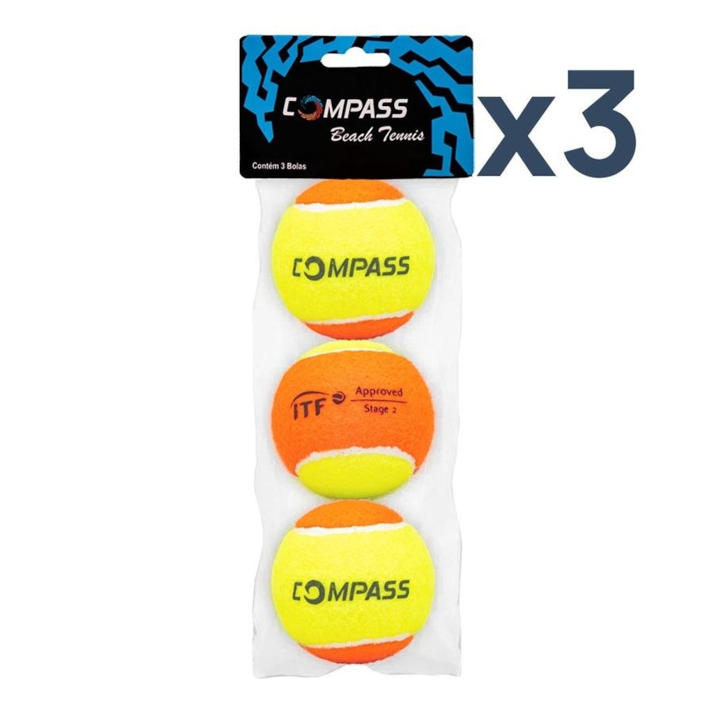 Kit Bolas de Beach Tennis Compass Tennis com 3 Packs