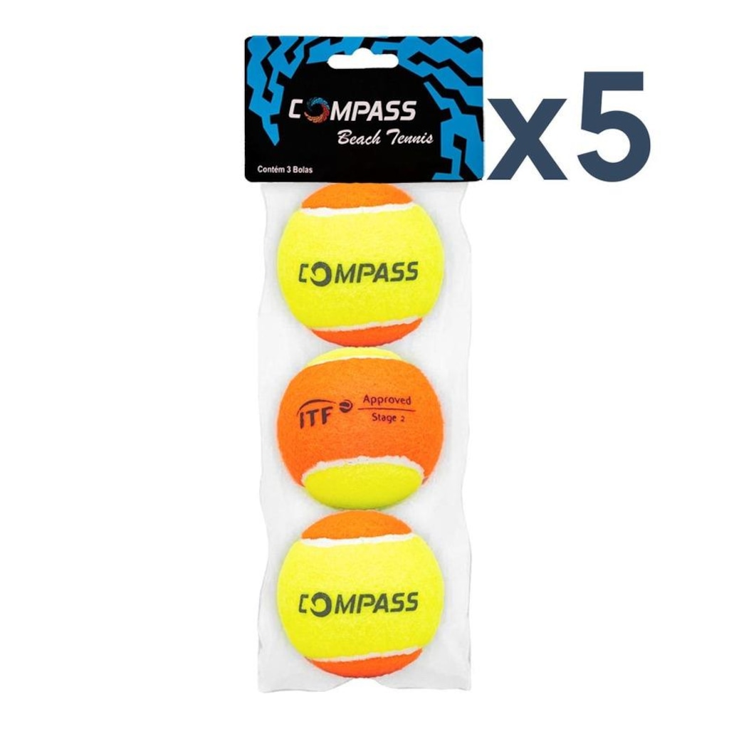 Kit Bolas de Beach Tennis Compass Tennis com 5 Packs