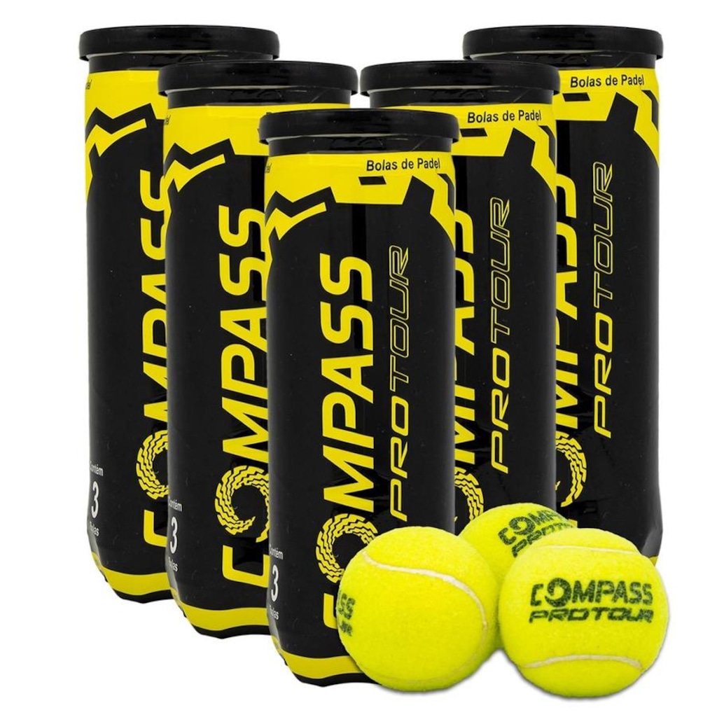 Kit Bolas de Padel Compass Protour Pack com 5 Tubos