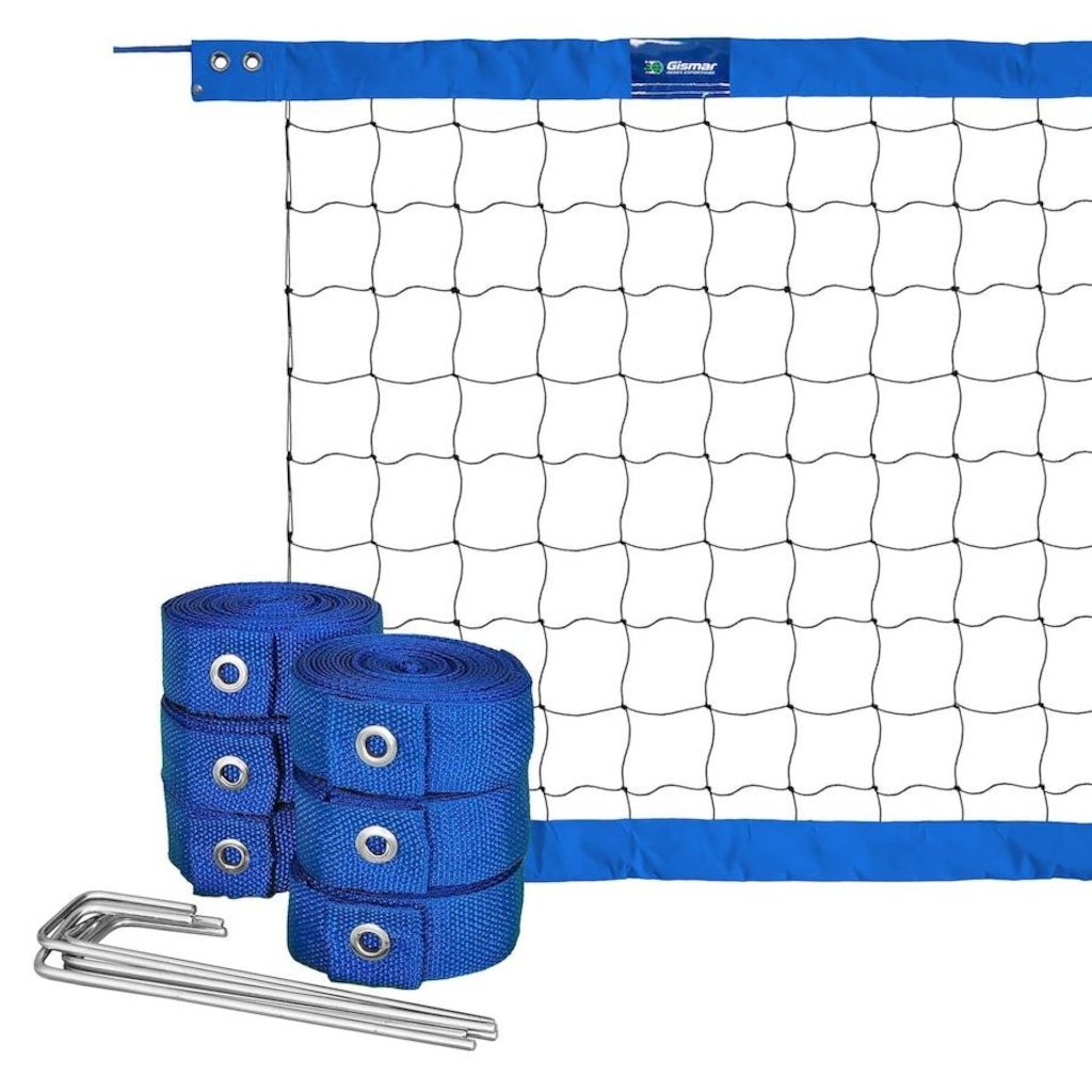 Kit Vôlei de Praia Gismar Redes com Rede Oficial 2 Faixas + Fita de Marcação