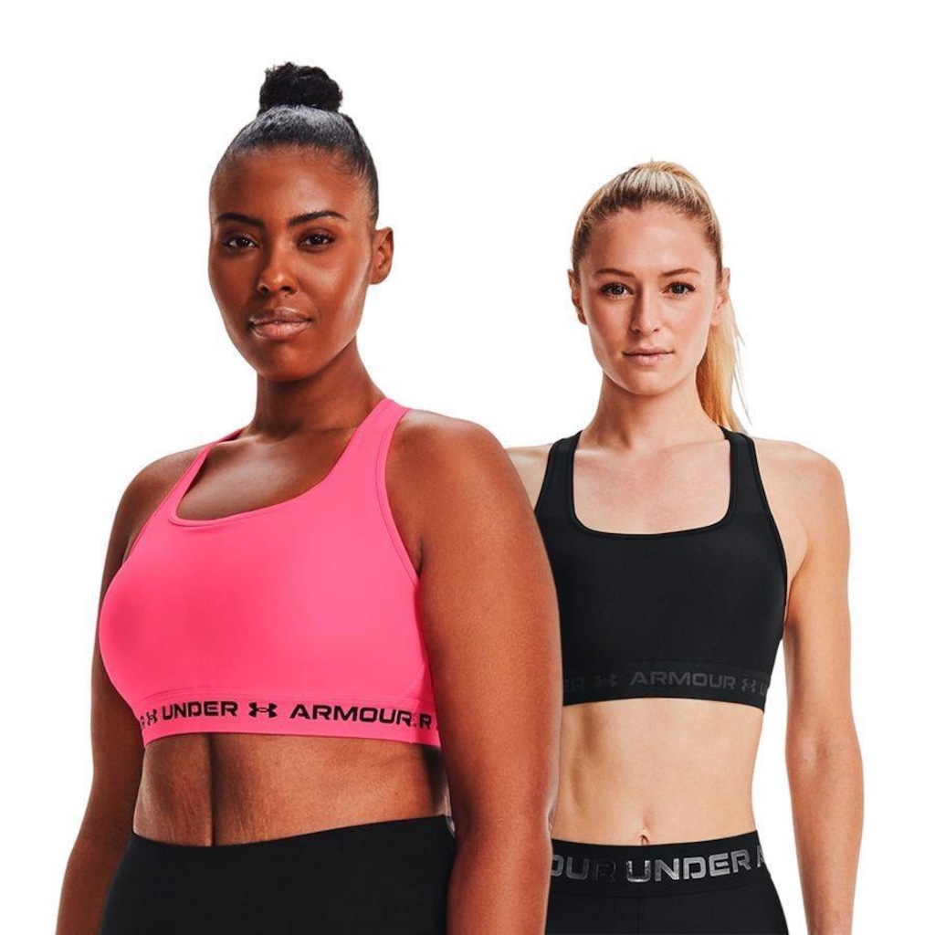 Kit de Tops Fitness com Bojo Under Armour Crossback Mid Bra - 2 Undades - Feminino