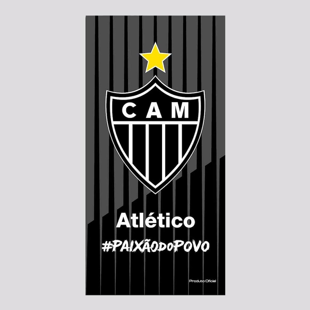 Toalha de Banho Bouton Atlético Mineiro Preta e Cinza