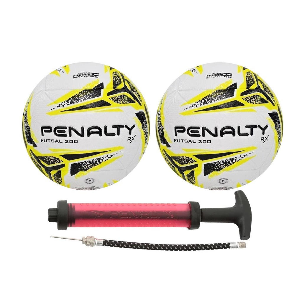 Kit Bolas de Futsal Penalty Rx 200 Xxiii 2023 - 2 Unidades + 1 Bomba de Ar Penalty Sac Dupla Ação - Foto 1