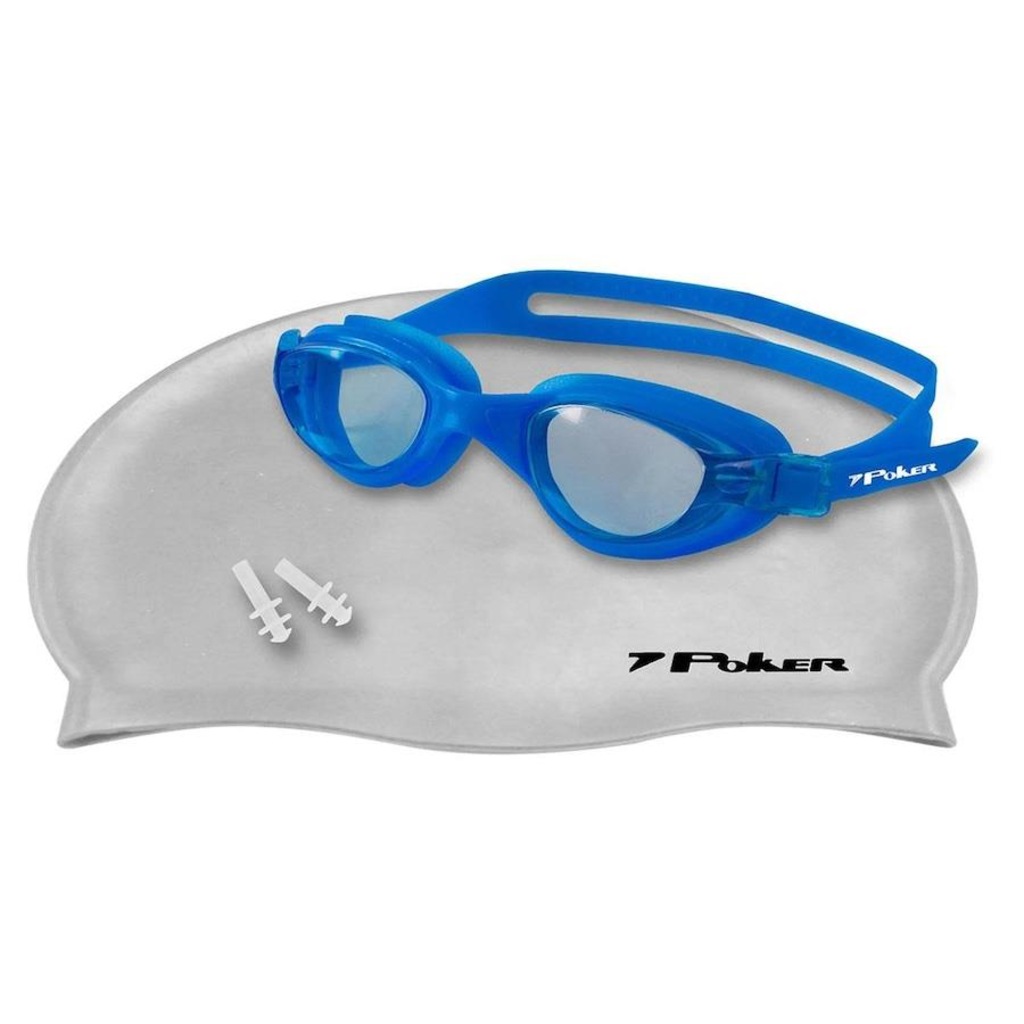 Kit de Natação Poker Navagio com Óculos + Touca + Protetor de Ouvido - Adulto