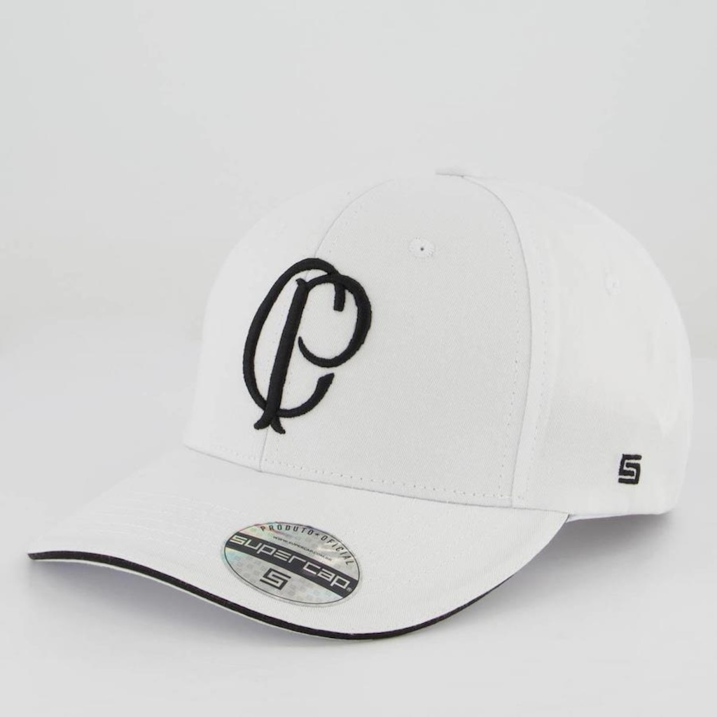 Boné Aba Curva Supercap do Corinthians Logo - Strapback - Adulto