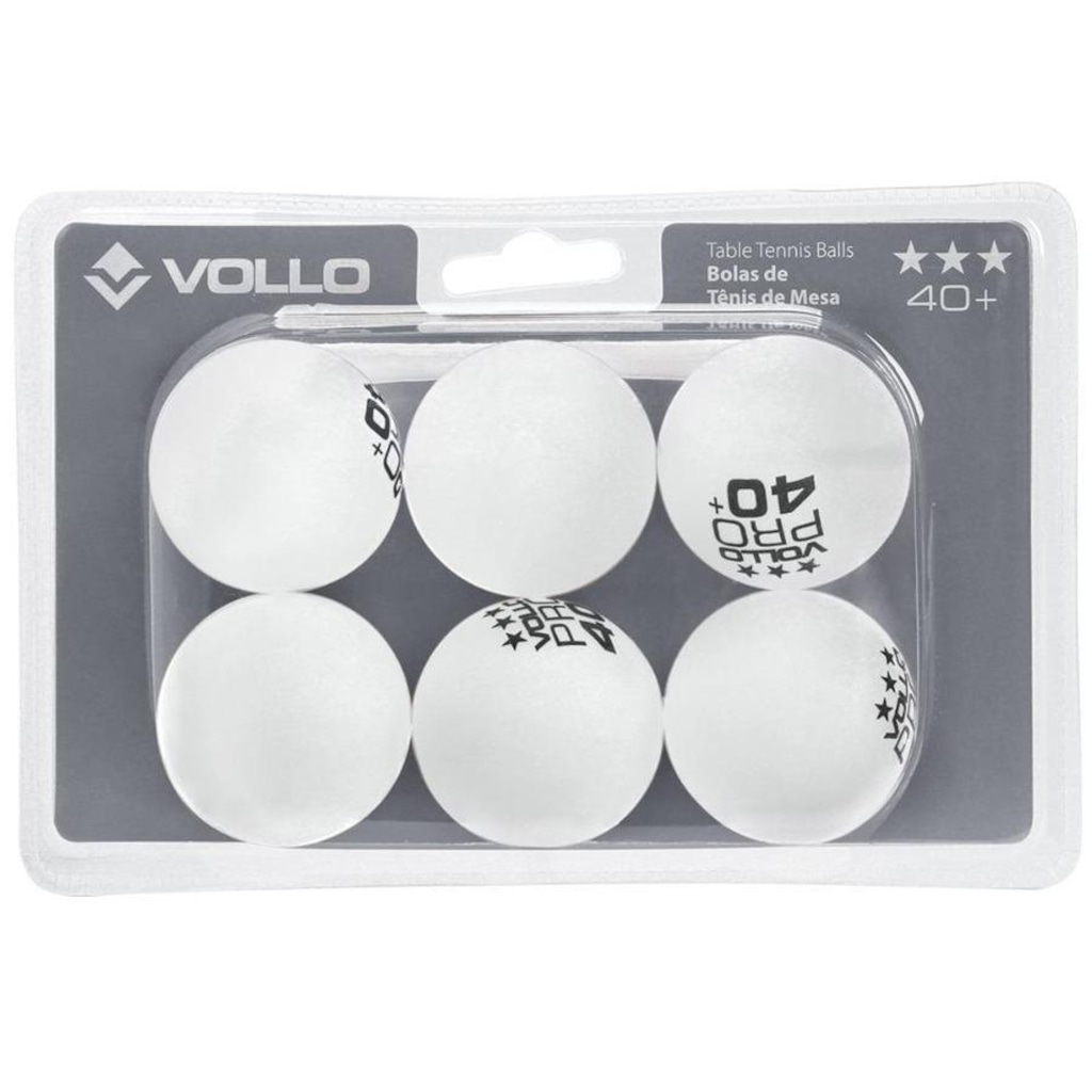 Bola de Tênis de Mesa Vollo 3 Estrelas - 6 Unidades