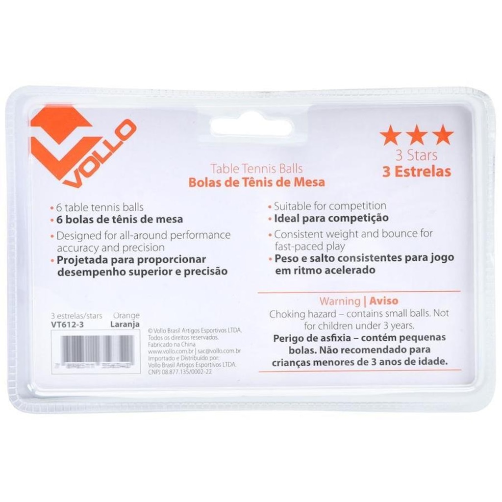 Imagem 3 do produto Bola de Tênis de Mesa Vollo 3 Estrelas - 6 Unidades