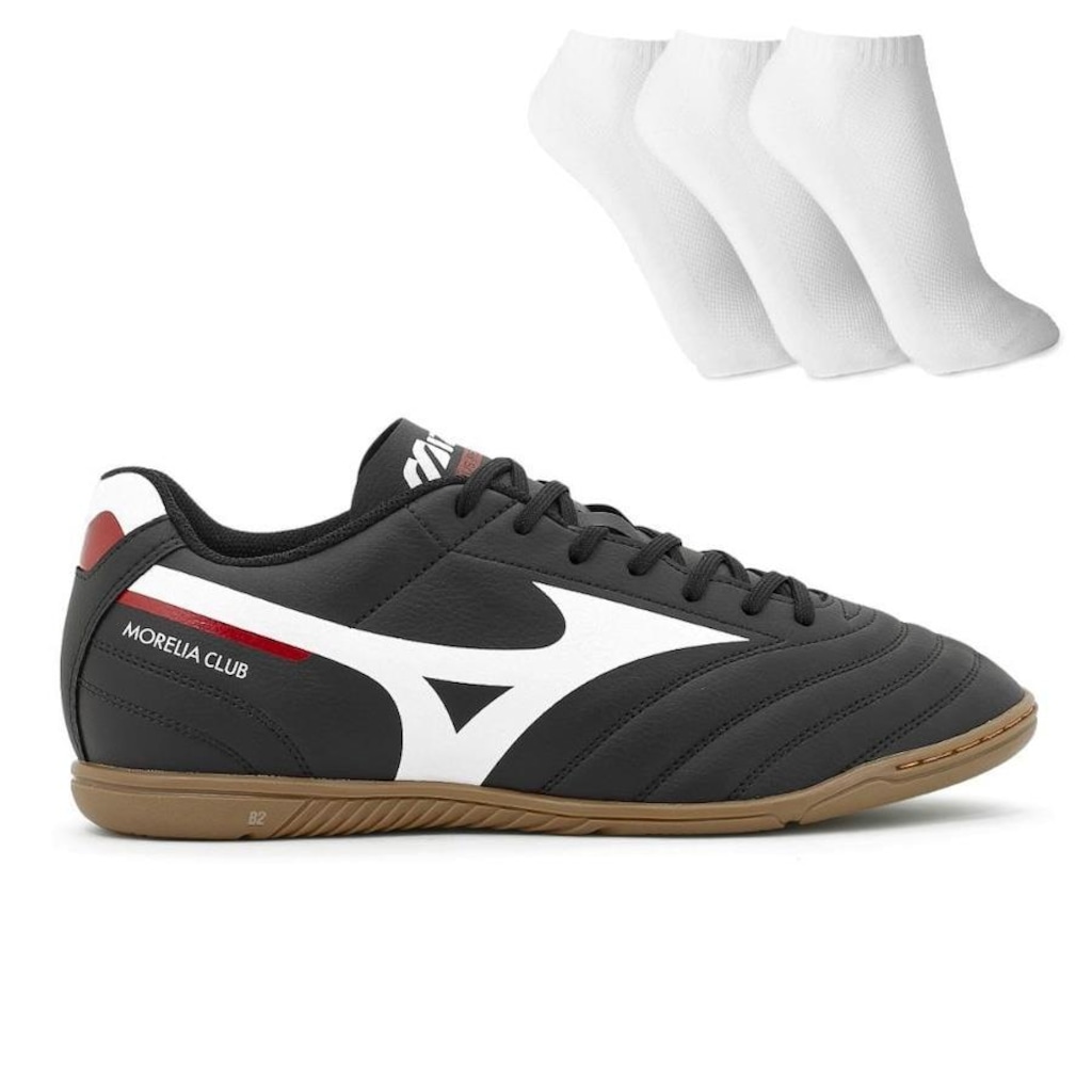 Chuteira Futsal Mizuno Morelia Club In + 3 Pares de Meias - Adulto