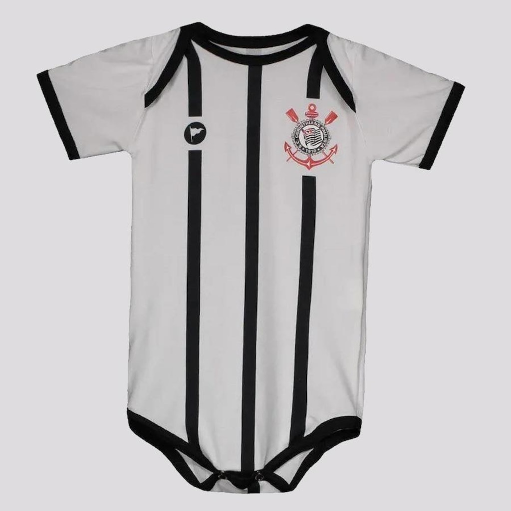 Body do Corinthians Listrado com Proteção UV 50+ Torcida Baby