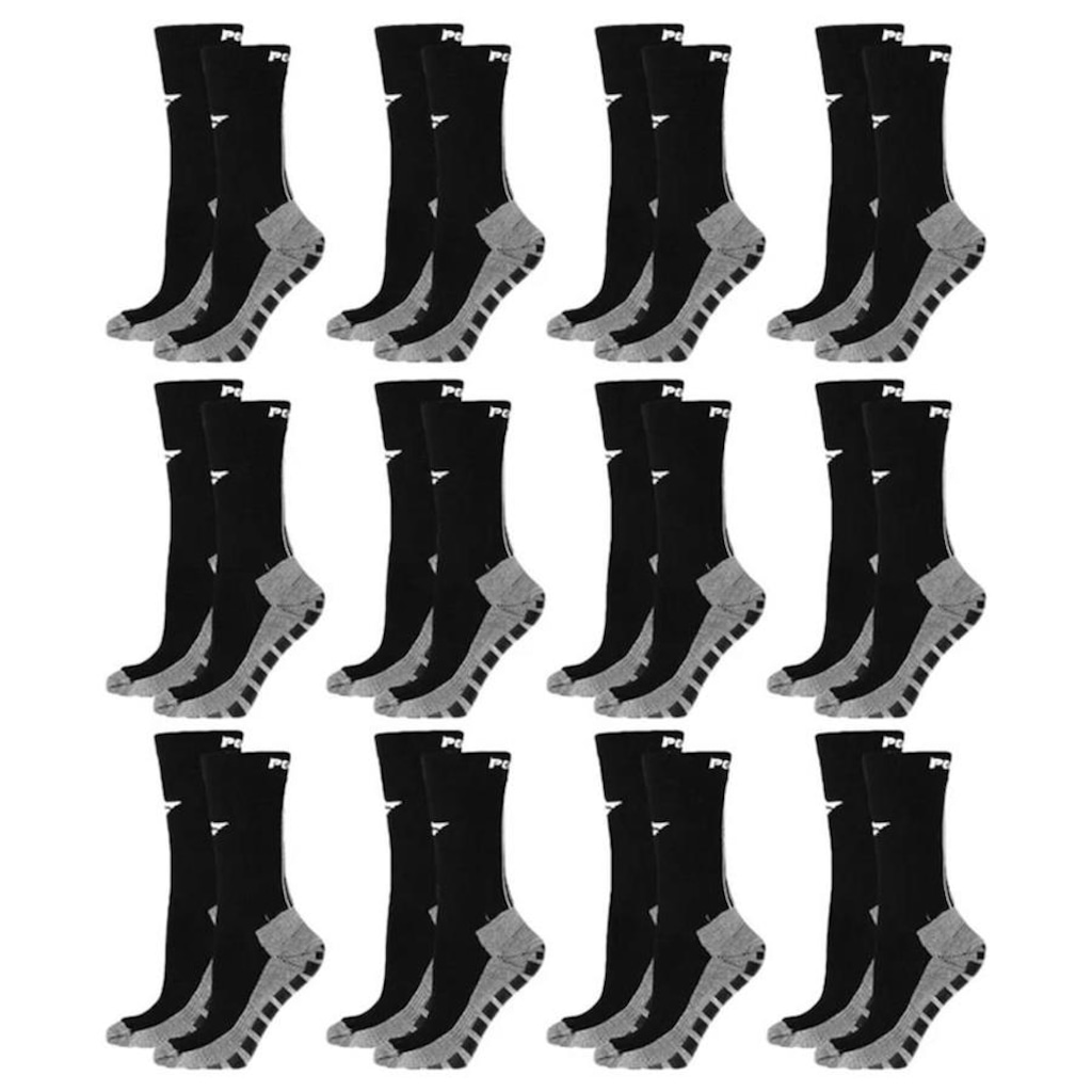 Kit de de Meias 3/4 Penalty Grip - 33 a 38 - 12 Pares - Infantil