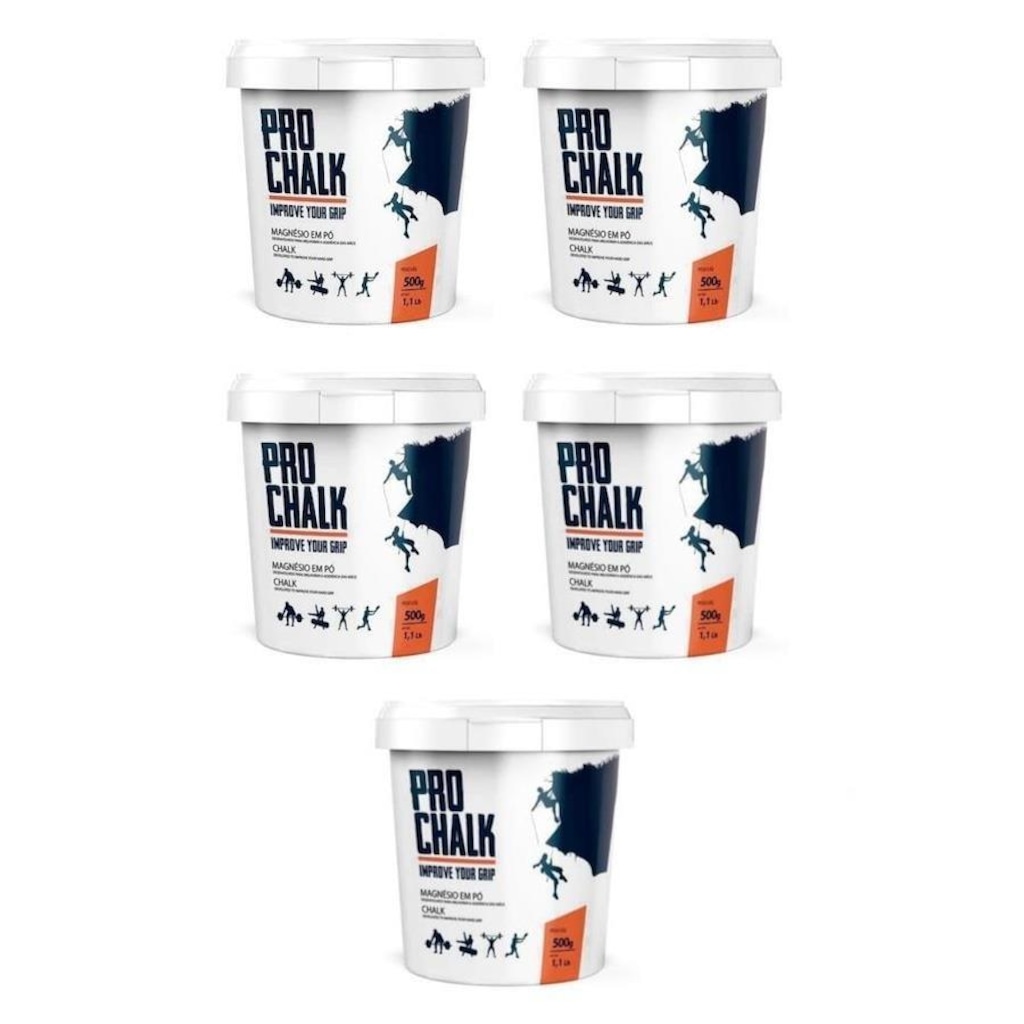 Kit 5Un Magnésio em Pó Pro Chalk Pote 500g Cross Escalada
