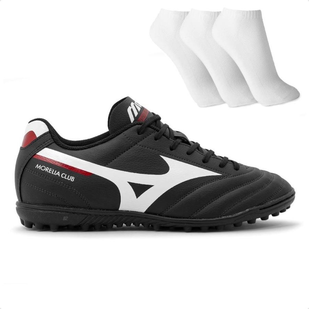 Chuteira Society Mizuno Morelia Club As + 3 Pares de Meias - Adulto