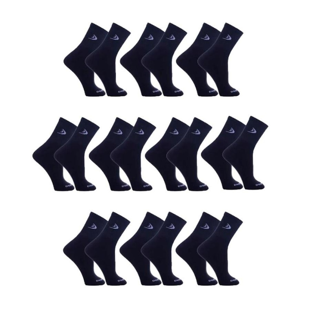 Kit Meias Cano Longo Dorbe Algodão - 38 a 43 - 10 Pares - Adulto