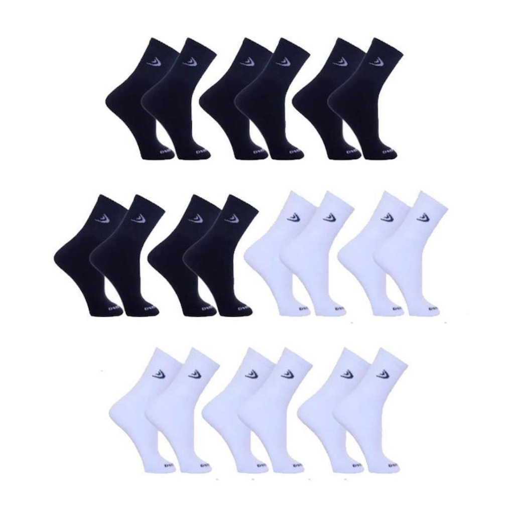 Kit Meias Cano Longo Dorbe Algodão - 38 a 43 - 10 Pares - Adulto