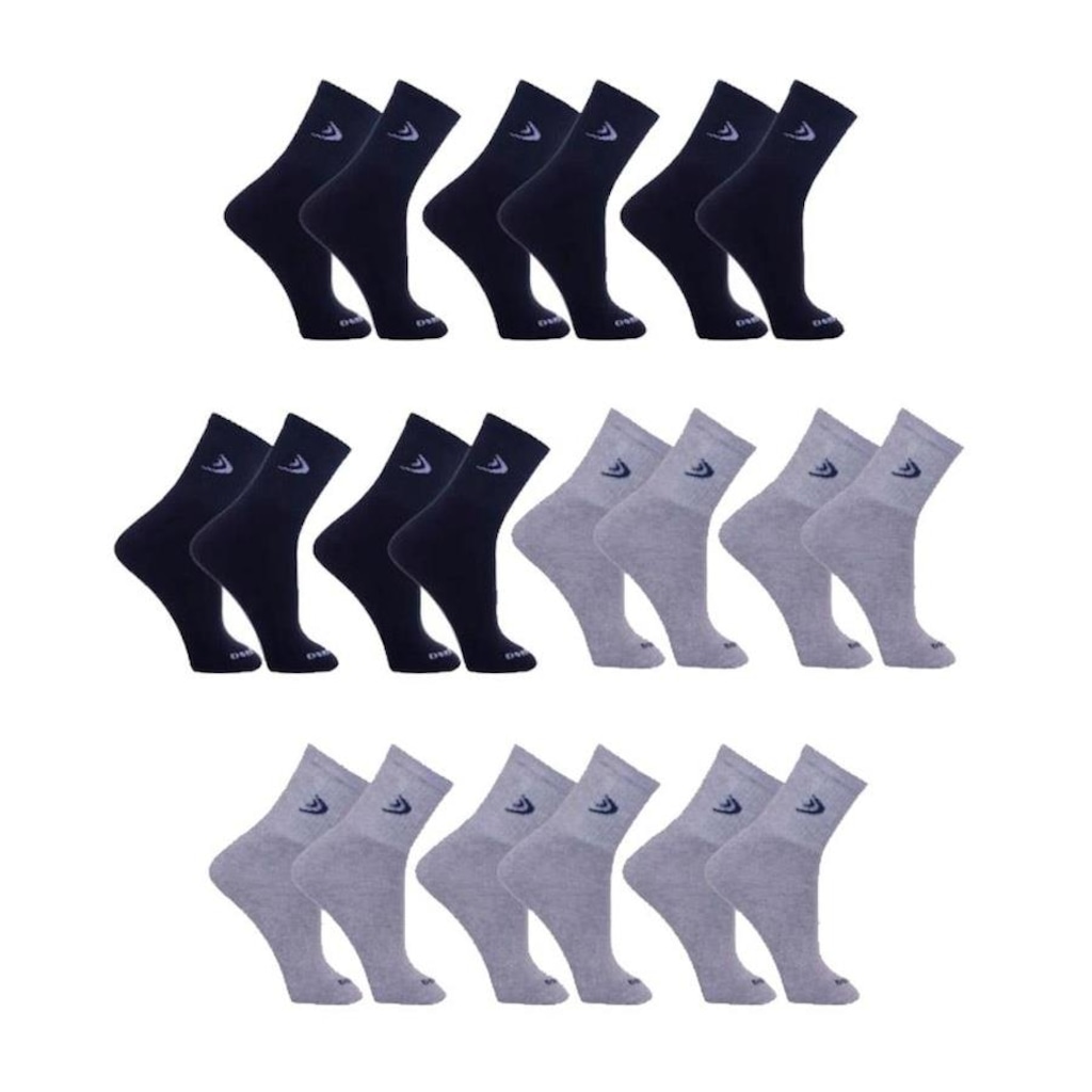 Kit Meias Cano Longo Dorbe Algodão - 38 a 43 - 10 Pares - Adulto