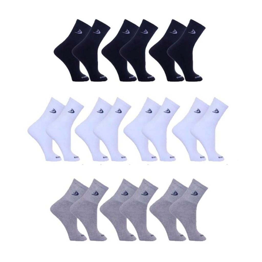 Kit Meias Cano Longo Dorbe Algodão - 38 a 43 - 10 Pares - Adulto
