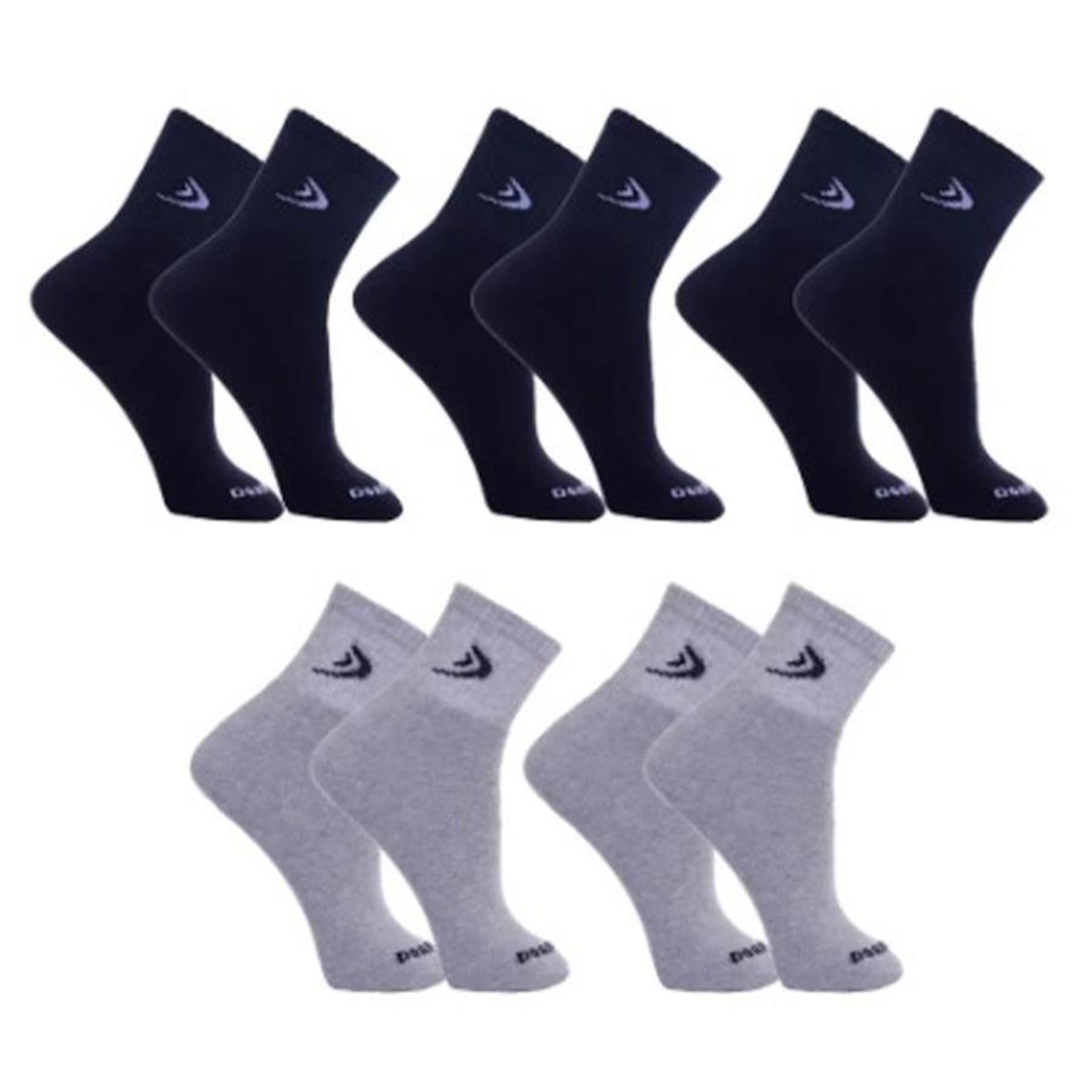 Kit Meias Cano Curto Dorbe Algodão - 5 Pares - Masculina