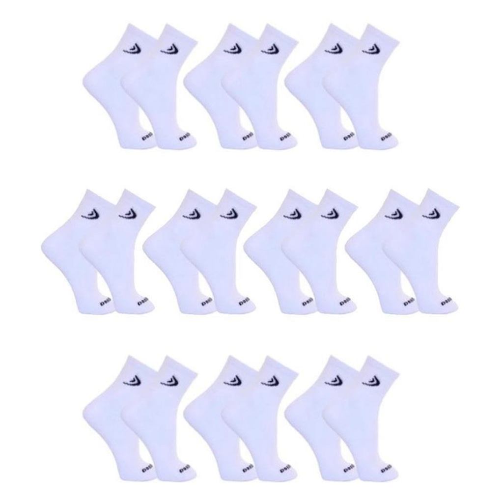Kit Meias Cano Curto Algodão Dorbe - 38 a 43 - 10 Pares - Adulto