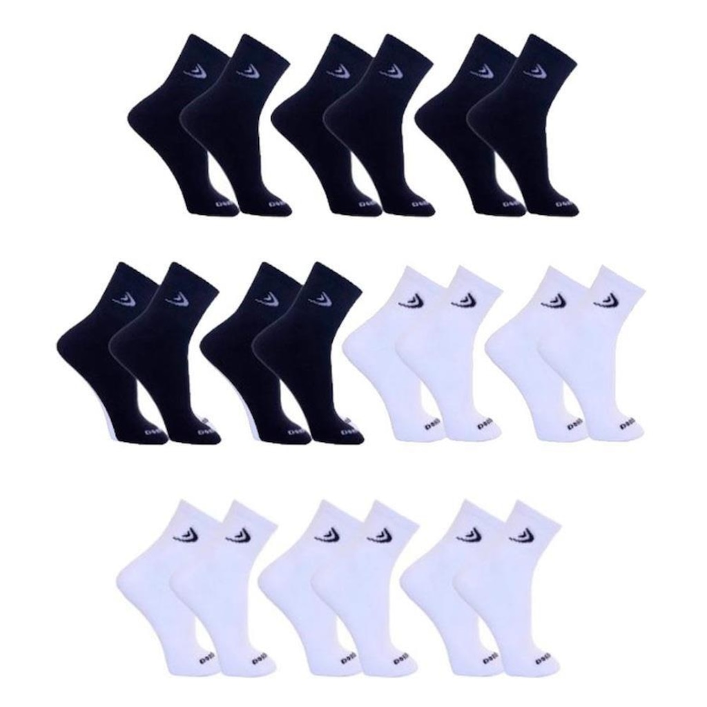 Kit Meias Cano Curto Algodão Dorbe - 38 a 43 - 10 Pares - Adulto