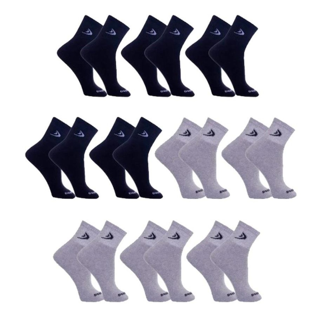 Kit Meias Cano Curto Algodão Dorbe - 38 a 43 - 10 Pares - Adulto