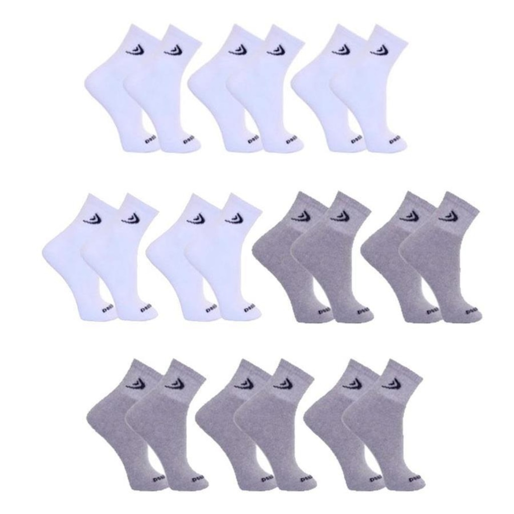 Kit Meias Cano Curto Algodão Dorbe - 38 a 43 - 10 Pares - Adulto