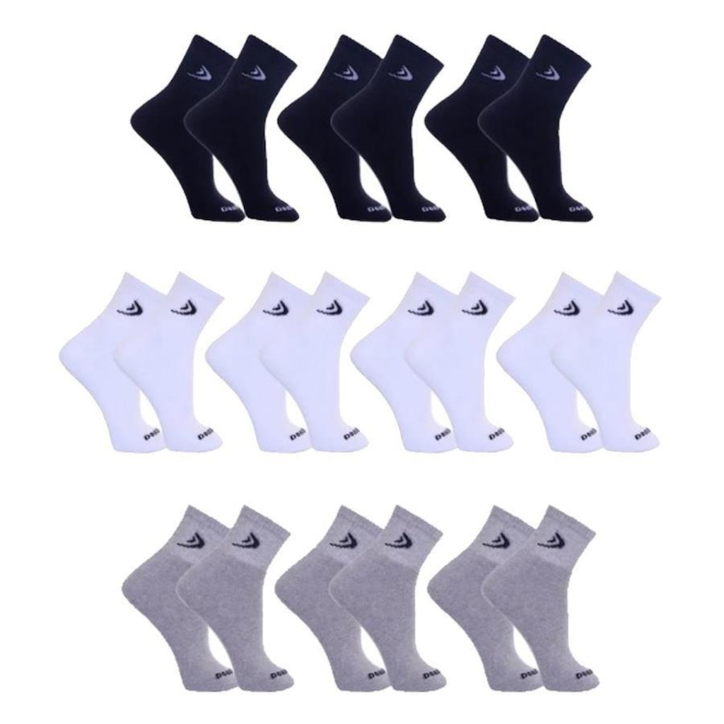 Kit Meias Cano Curto Algodão Dorbe - 38 a 43 - 10 Pares - Adulto