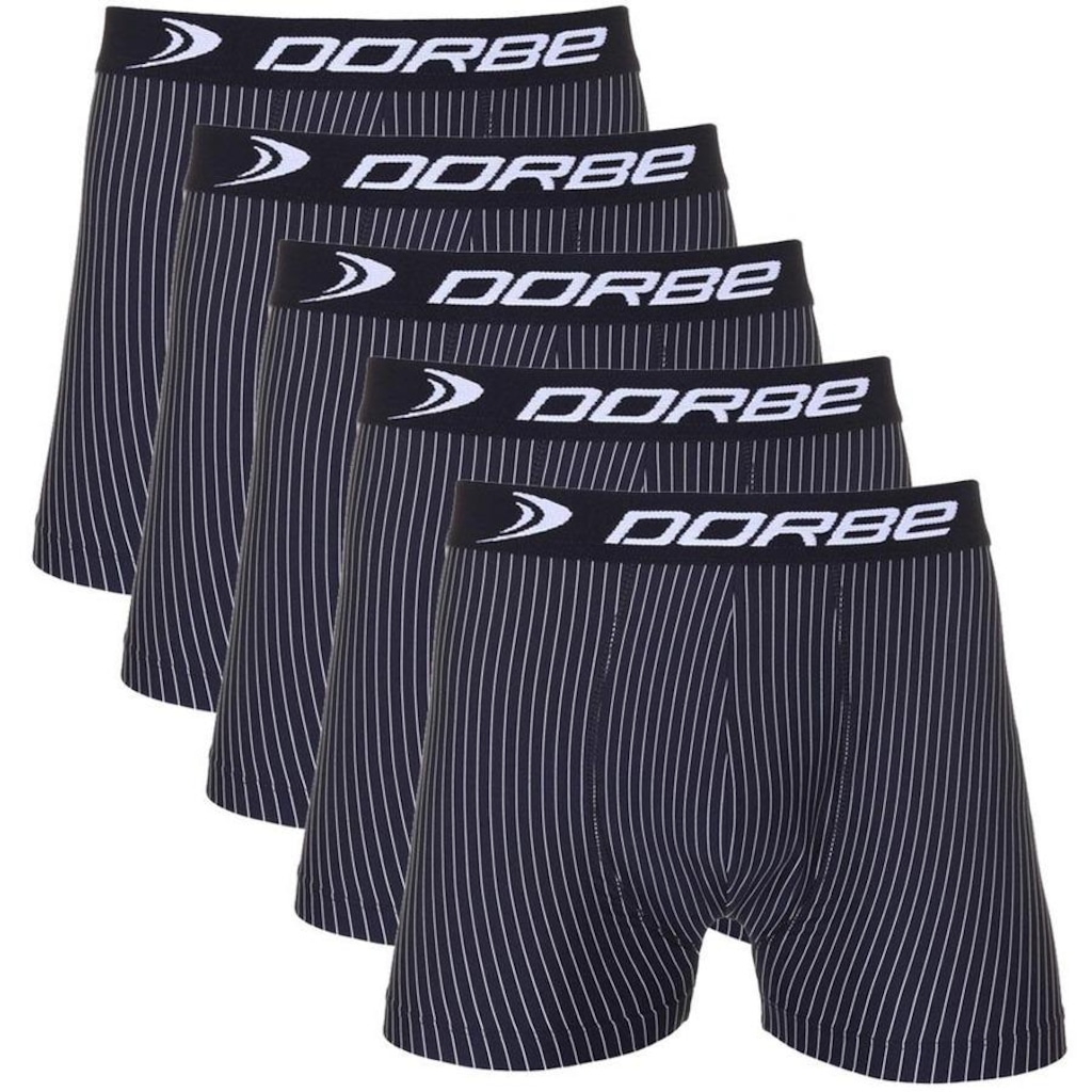 Kit Cuecas Boxer Risca de Giz Microfibra Dorbe - Masculina - 5 unidades