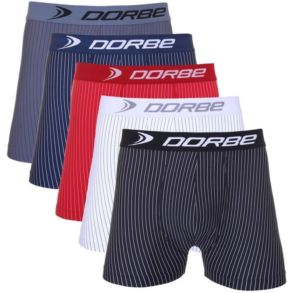 Kit Cuecas Boxer Risca de Giz Microfibra Dorbe - Masculina - 5 unidades