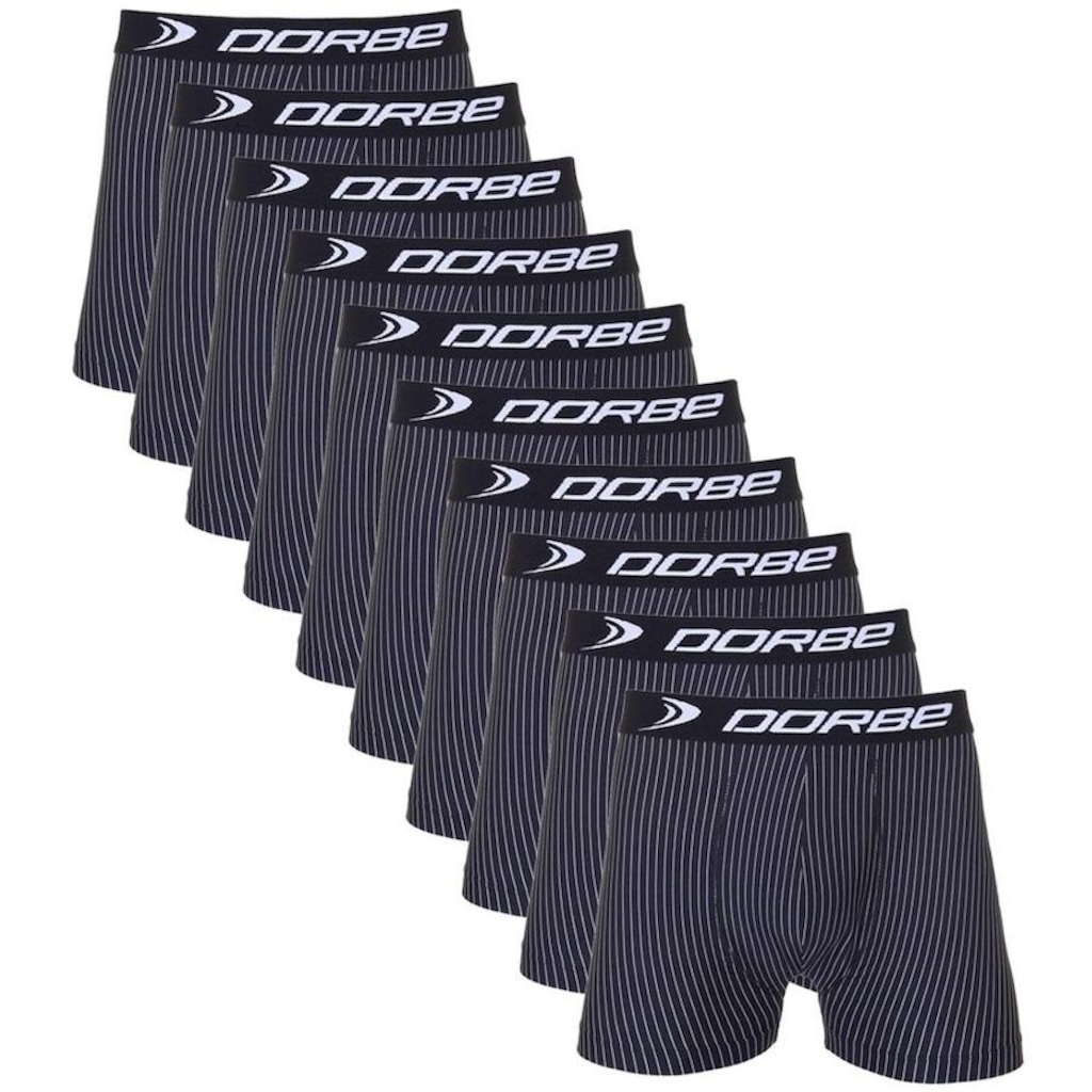 Kit de Cuecas Boxer Dorbe Risca de Giz Microfibra - 10 Unidades - Adulto
