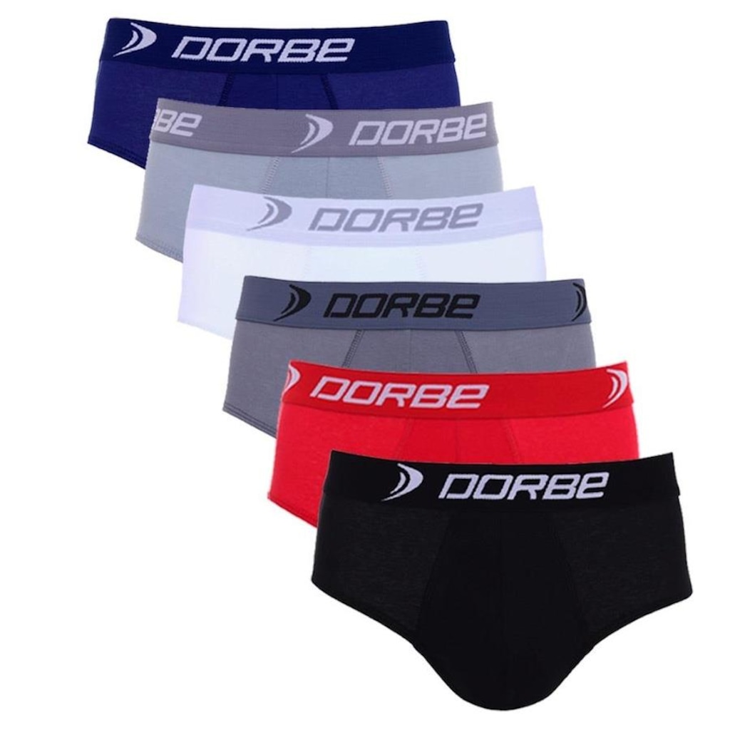 Kit Cuecas Dorbe Slip 100% Algodão Adulto - 6 unidades