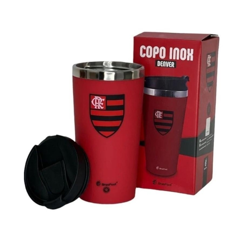 Copo Térmico do Flamengo Emborr Oficial Emborrachado - 450 ml - Foto 1
