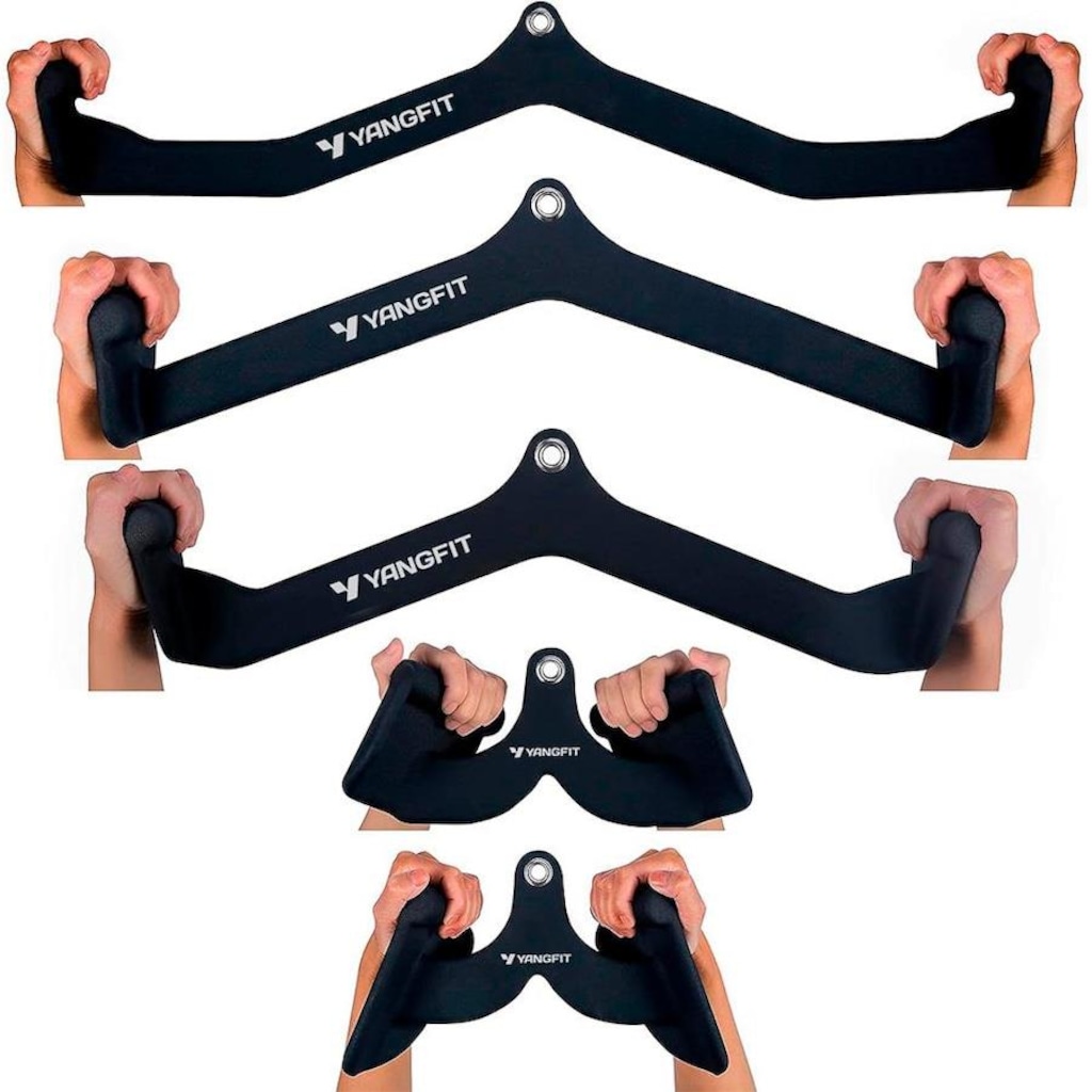 Imagem 2 do produto Kit de Puxadores Anatômicos Yangfit Musculação - 5 Peças