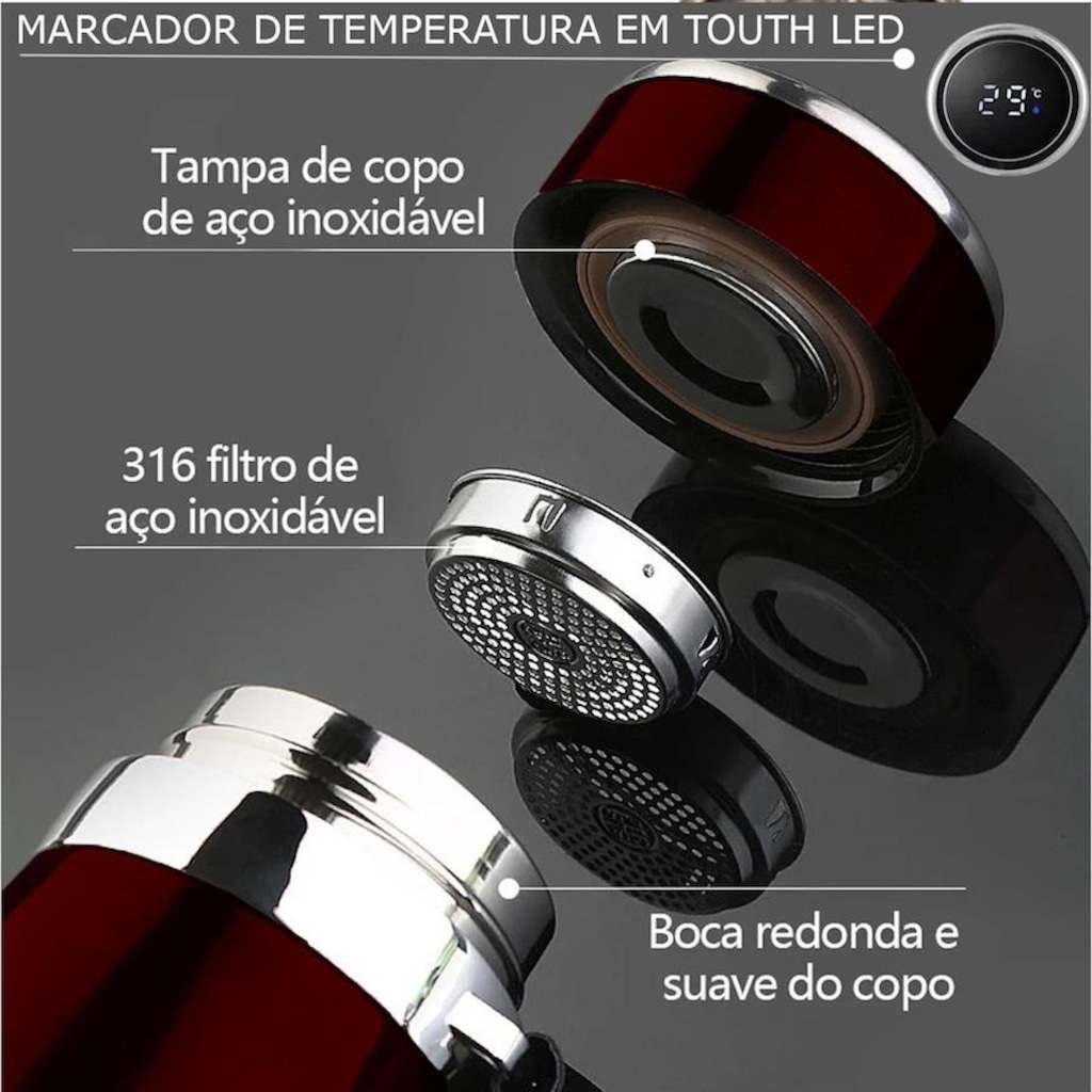 Imagem 2 do produto Garrafa Térmica Gold Sports em Aço Inoxidável 316 com Infusor - 800ml