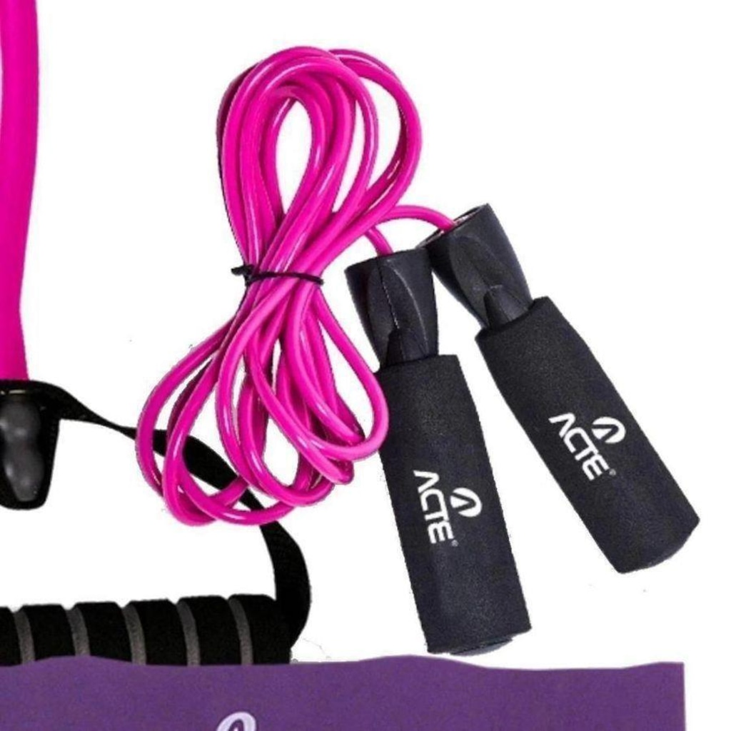 Imagem 2 do produto Kit Fitness Acte Sports: Corda + Extensor + Faixa Elástica Bt Addicted Medio Kit-Btp