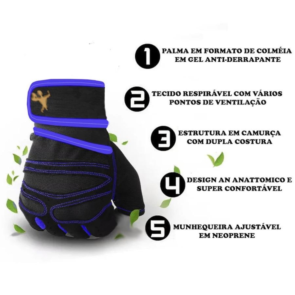 Imagem 3 do produto Luvas para Academia Gold Sports Air Pro com Munhequeira Gel Anti Derrapante