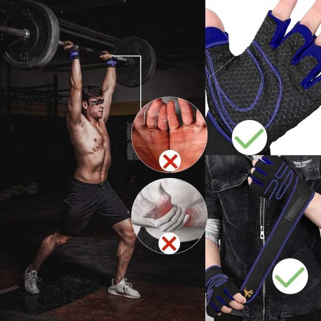 Imagem 4 do produto Luvas para Academia Gold Sports Air Pro com Munhequeira Gel Anti Derrapante