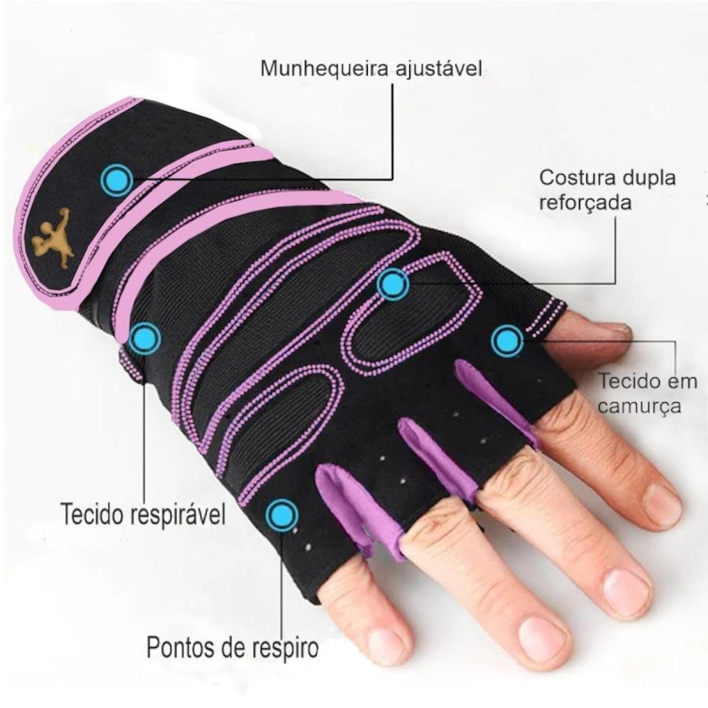 Imagem 2 do produto Luvas para Academia Gold Sports Air Pro com Munhequeira Gel Anti Derrapante