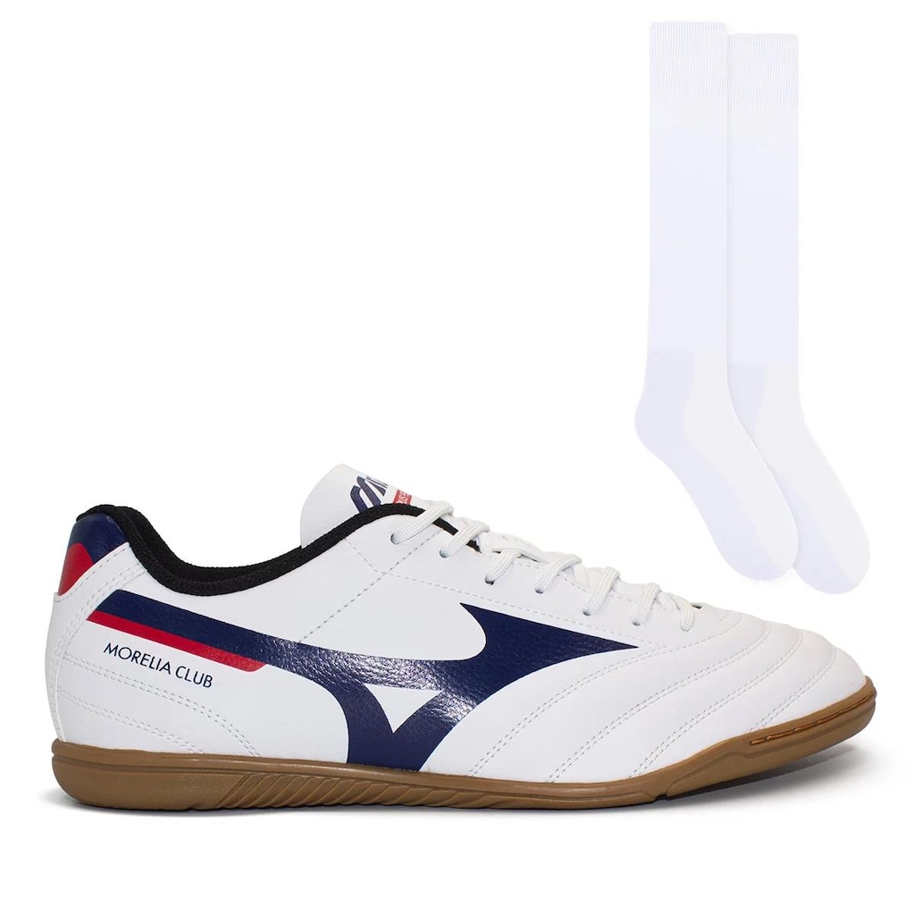 Chuteira Futsal Mizuno Morelia Club In + Meião Color Sports - Adulto